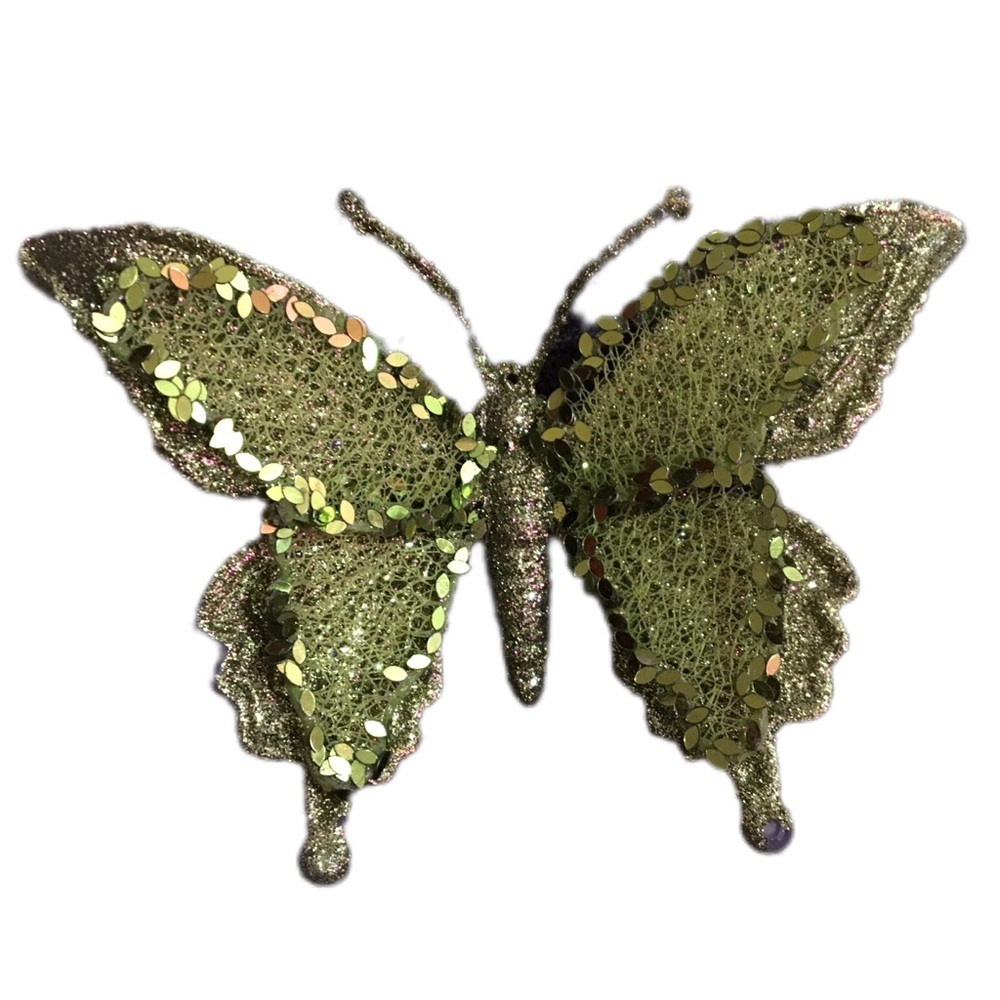 Green Glitter Butterfly Ornament